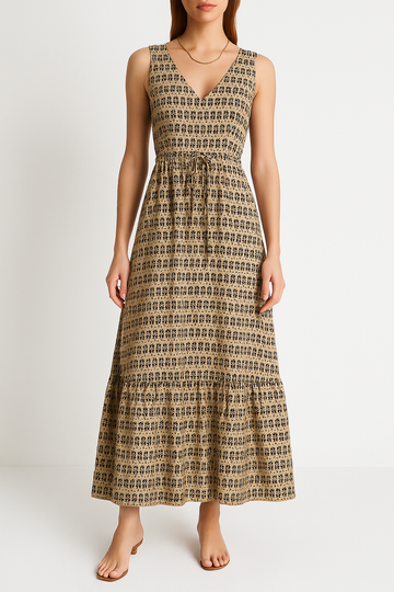 Women’s Sleeveless Boho Print Midi Dress