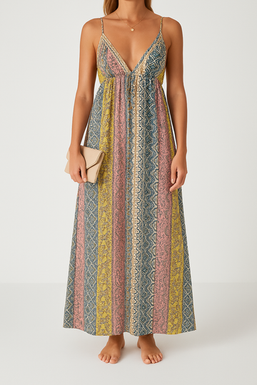 Women’s Flowy Printed Design Maxi Dress