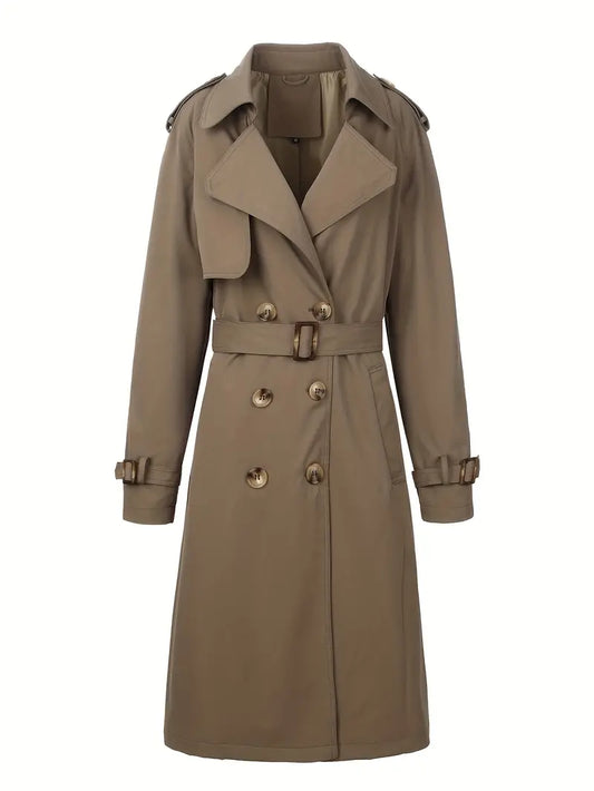 Breathable long winter coat with button closure