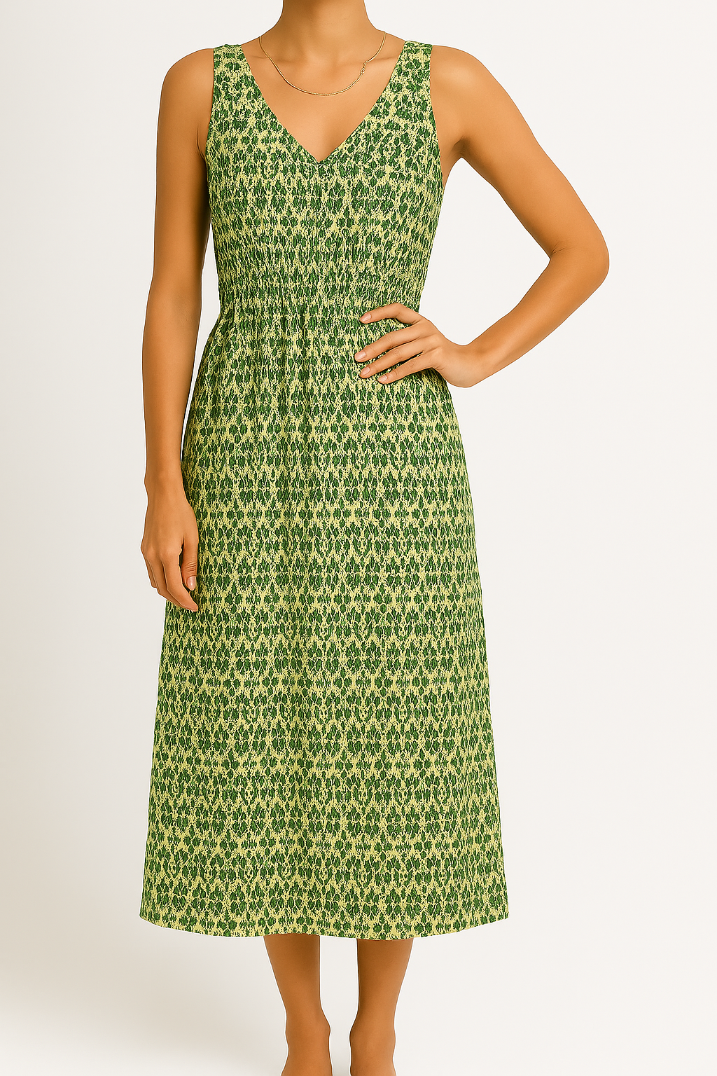 Women’s Sleeveless Boho Print  Midi Dress