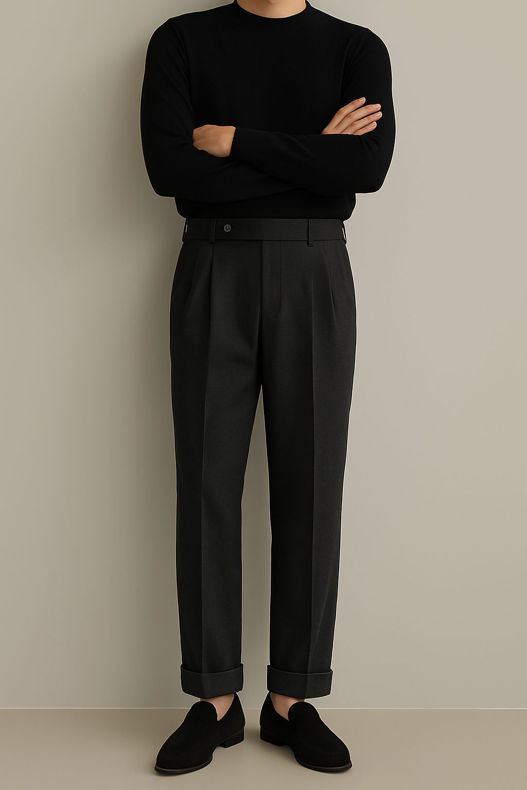 Men’s Wool-Blend Pleated Trousers