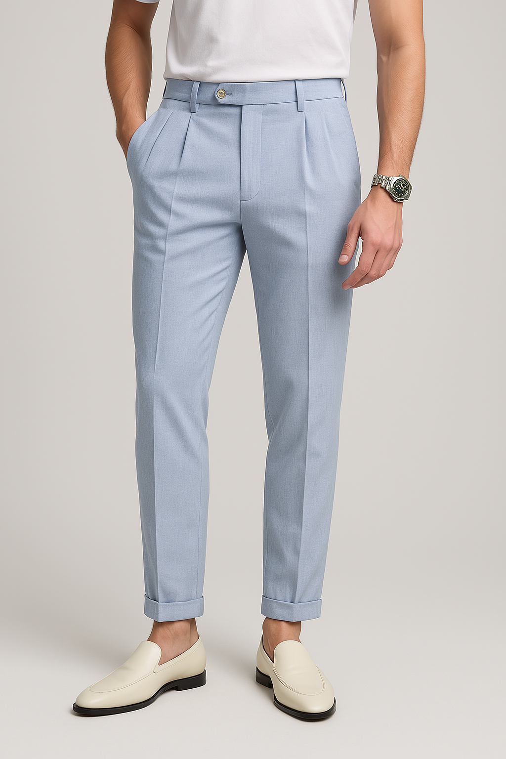 Men’s High Waist  Straight-Leg Trousers