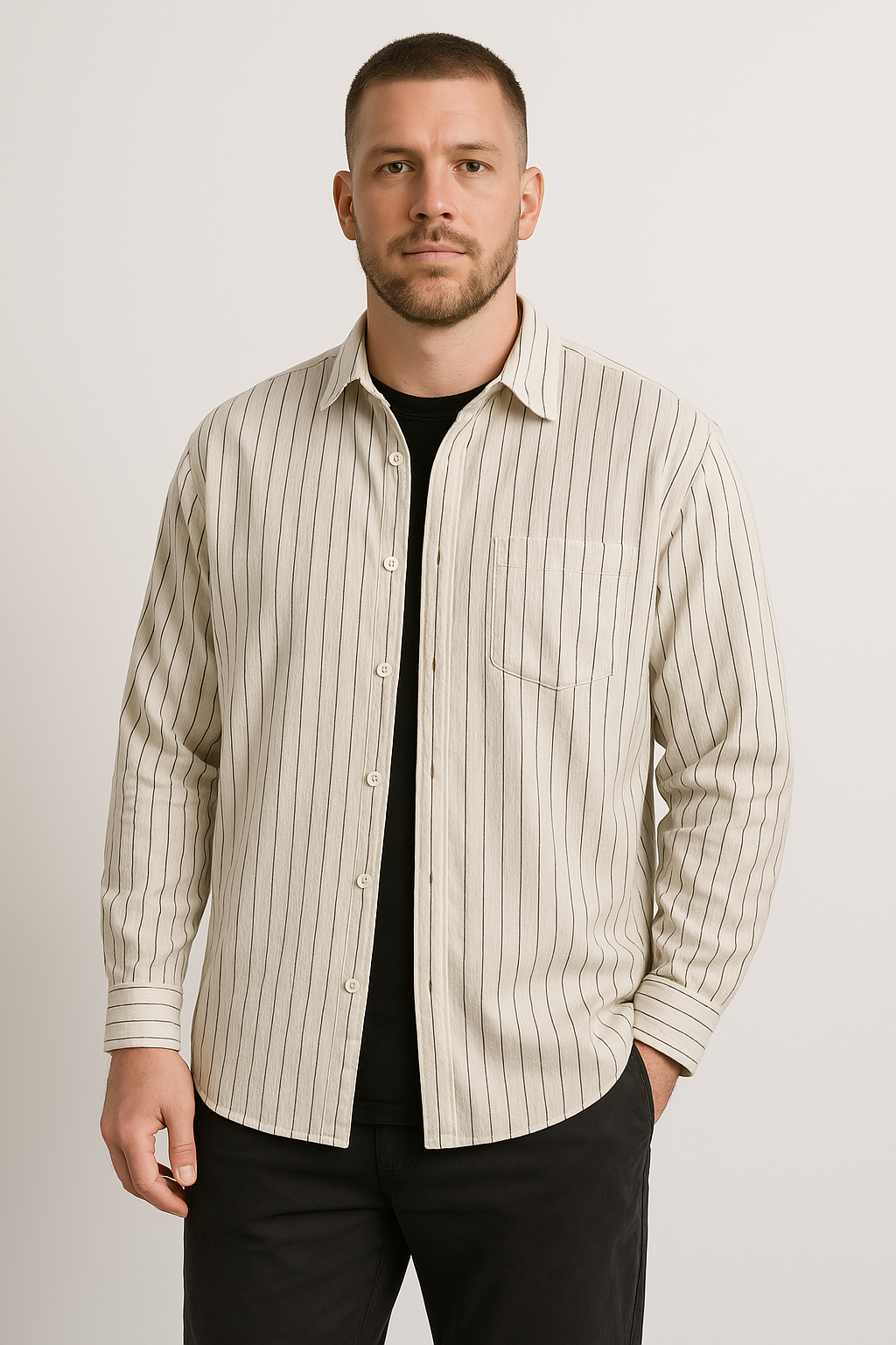 Men’s Breathable Cotton Casual Wear Long Sleeve Shirt