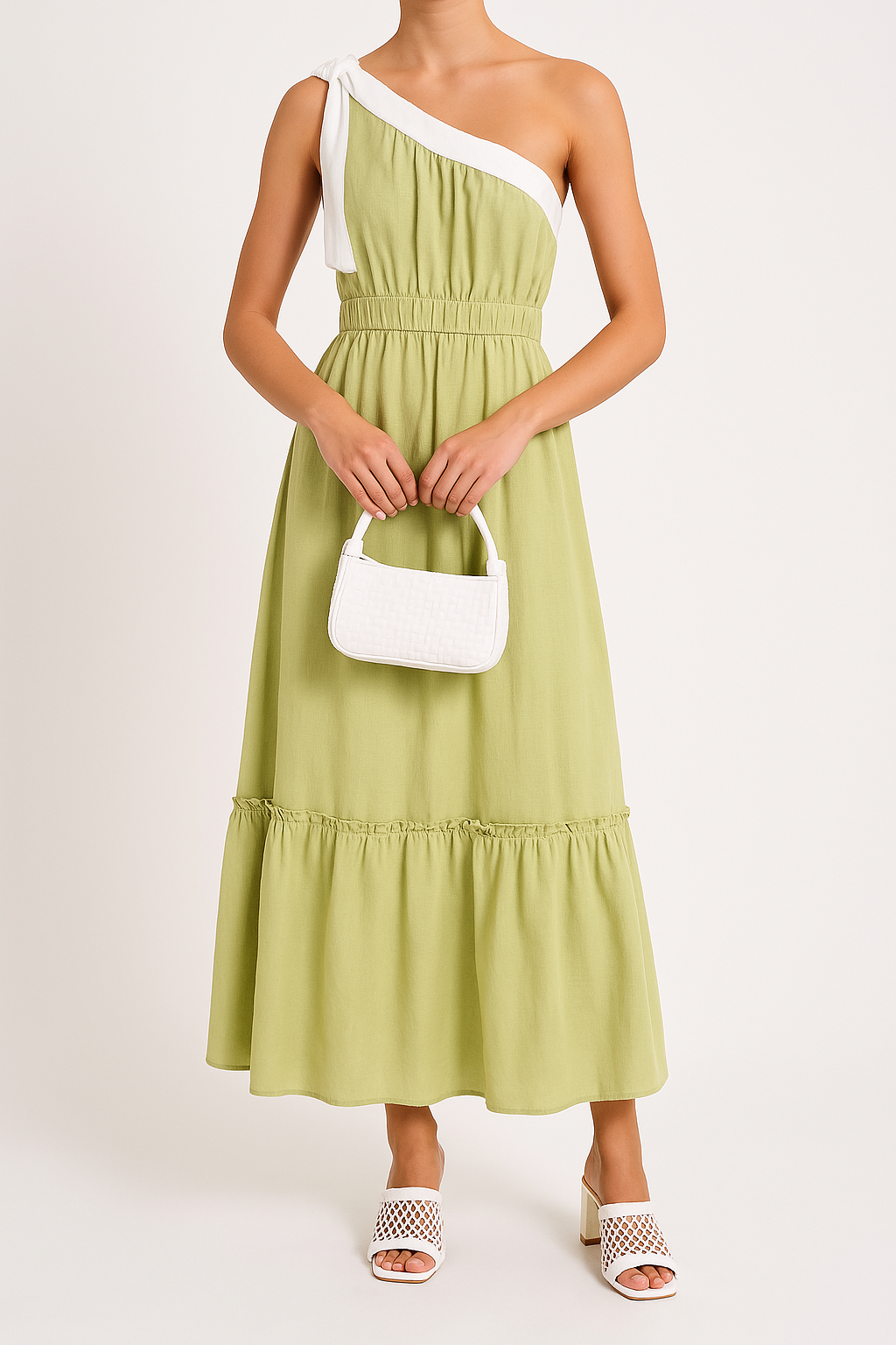 Women’s Tiered Ruffle Hem One-Shoulder Dress