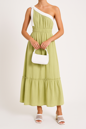 Women’s Tiered Ruffle Hem One-Shoulder Dress