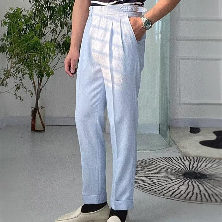 Men’s High Waist  Straight-Leg Trousers