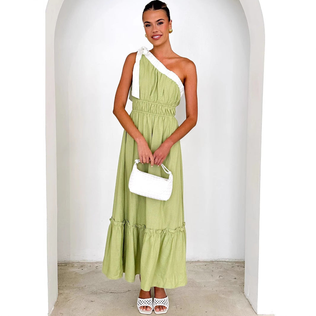 Women’s Tiered Ruffle Hem One-Shoulder Dress