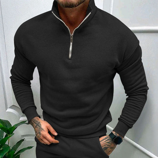 Casual men's sweater with half zipper