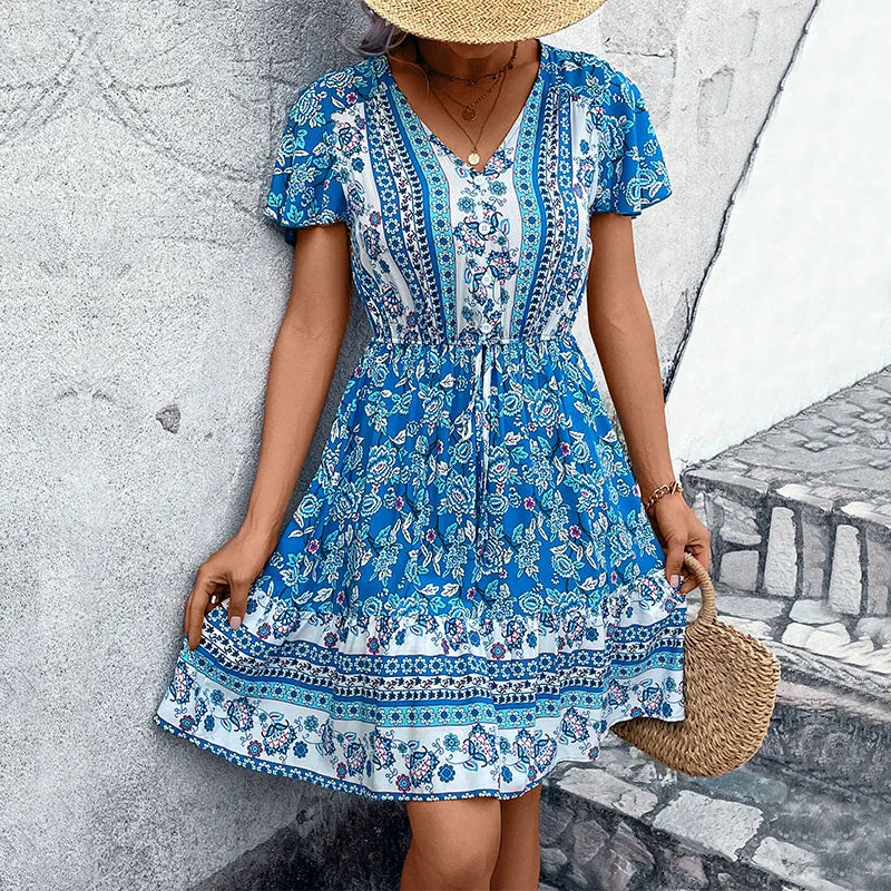 Blue Floral Jeda Dress